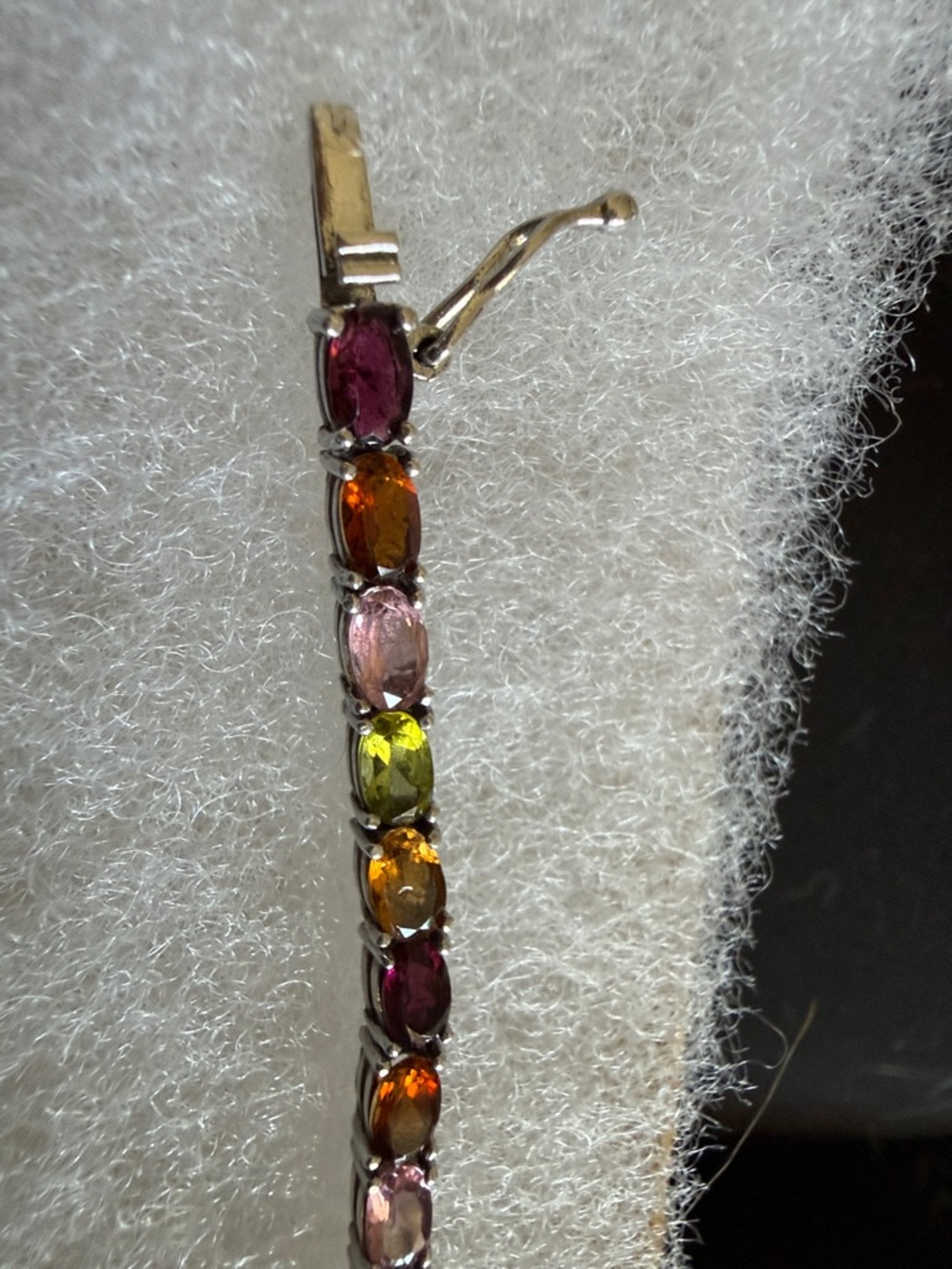 Sterling Silver Bracelet Multicolor Gemstones - Tourmaline approximately 6-3/4 L - Picture 3 of 5